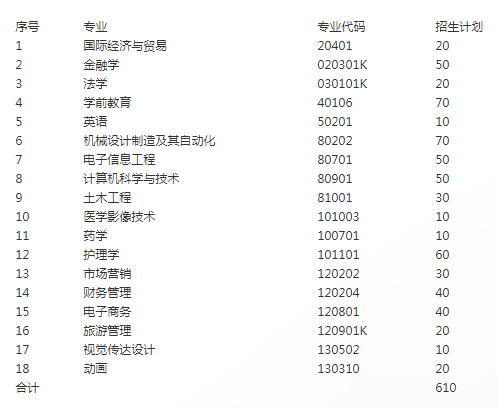 武汉文理学院招生专业